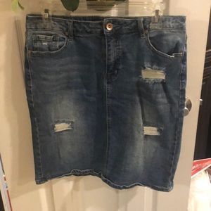 Distressed Jean Skirt